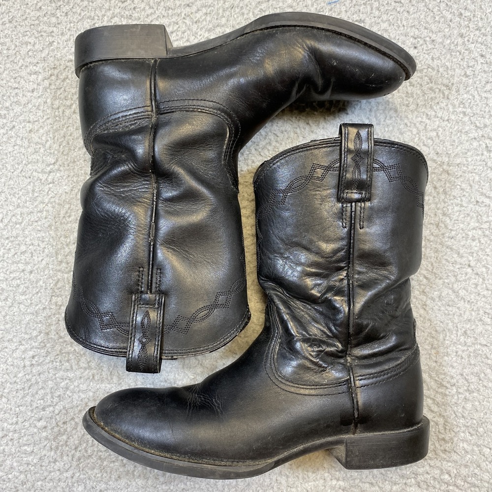 Ariat Boots Mens Size 8.5C Narrow Black Leather Western Cowboy Pull On 14501